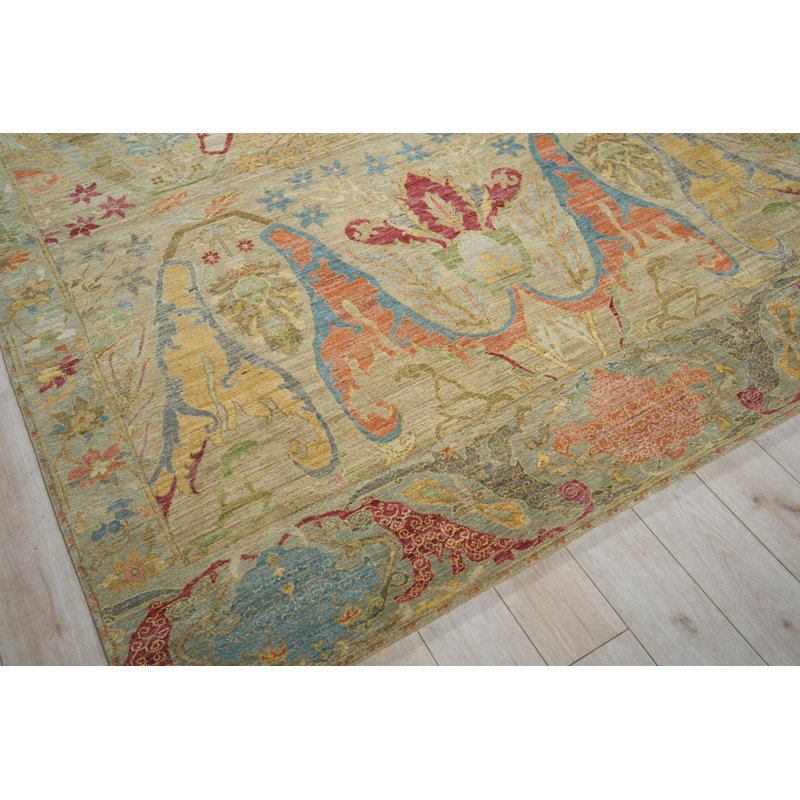 Antic Hand Knotted New Zealand Wool Camel Area Rug, 10'X14'