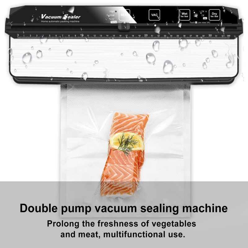 Scelleuse sous vide pour aliments secs et humides avec sacs de scellage, Noir / argent