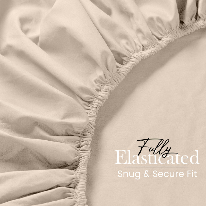 25cm Deep Pocket Fitted Sheet - Soft Microfiber Elasticated Bed Sheet Bottom, Cream, Single (3')