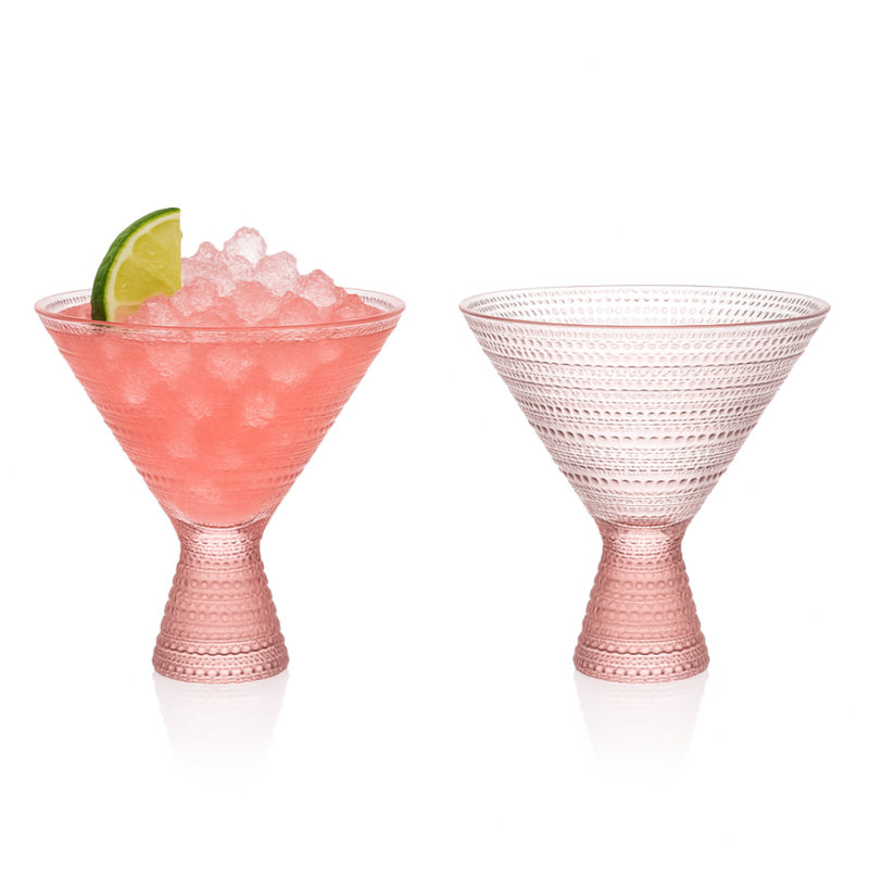 Verres à martini roses - Verre à martini gaufré 9 oz