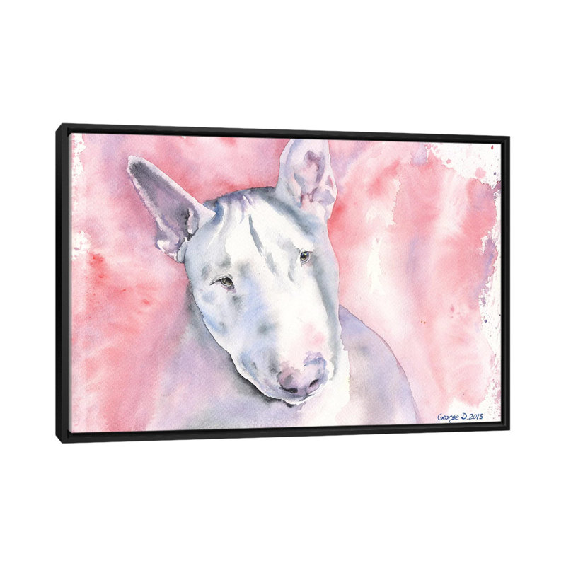 «Bull Terrier», reproduction sur toile, H 18 po x l 26 po x P 1,5 po, Toile avec cadre noir, Pas de tapis