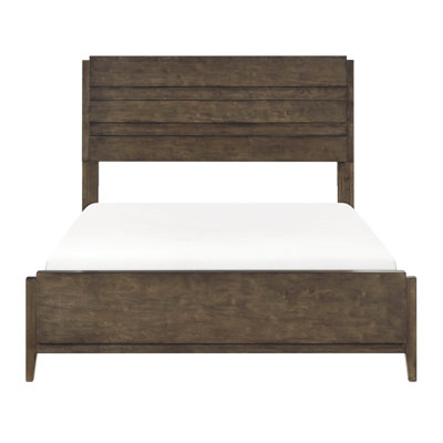 Très grand lit à panneaux en noyer foncé fabriqué en bois massif, livré avec une tête de lit et des traverses pour le style contemporain de la chambre à coucher, contreplaqué de bois d'hévéa avec magnétisme