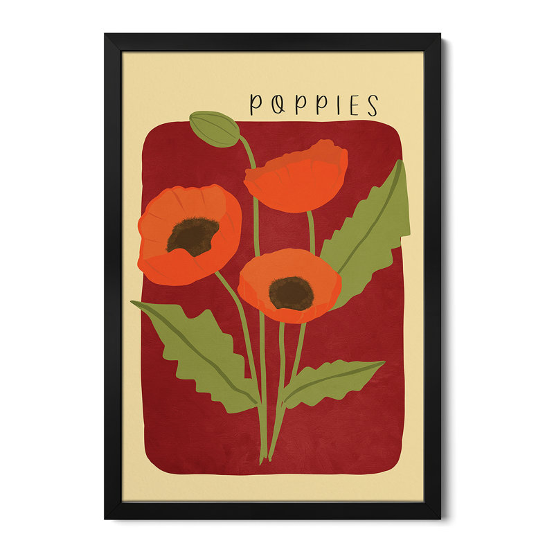 Coquelicots, affiches encadrées de qualité supérieure, H 24 po x l 16 po