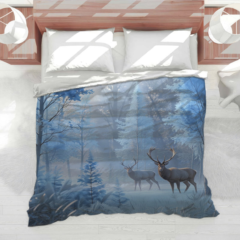 Édredon Deer In Frosty Forest, Simple extra long
