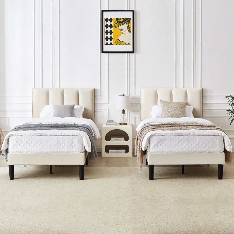 Wiebe Upholstered Platform Bed, Beige