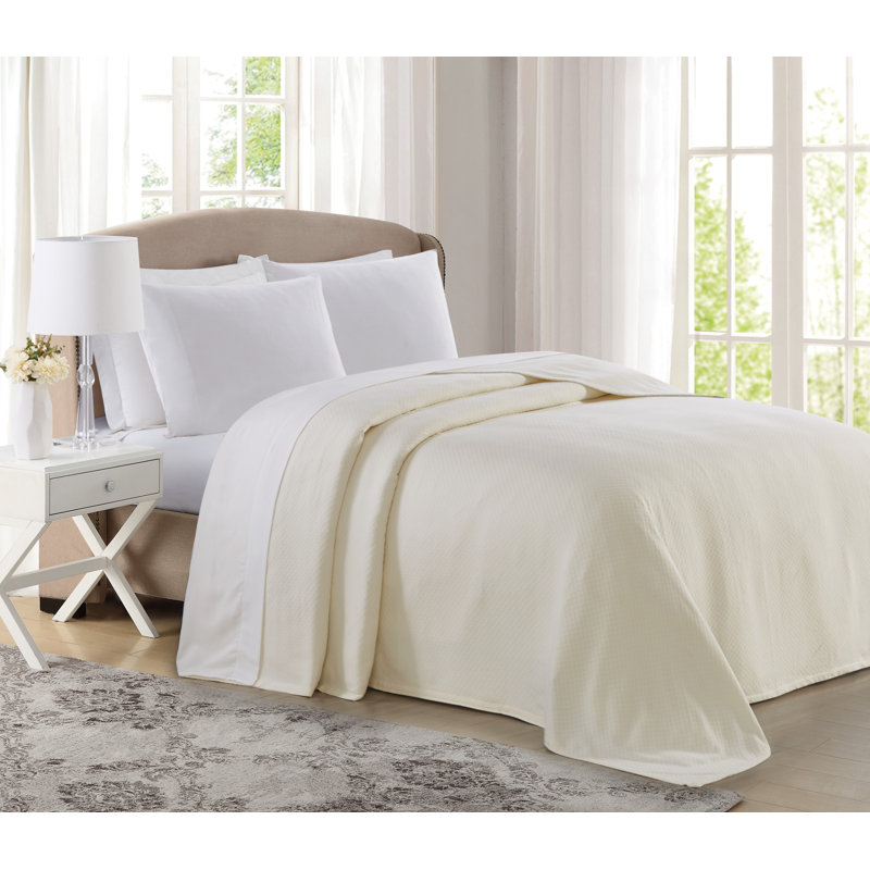 Ivory Queen Woven Cotton Machine Washable Blanket