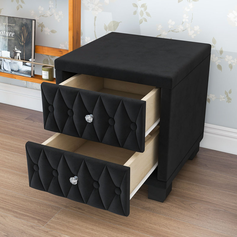 Table de chevet 2 tiroirs Modern, Noir