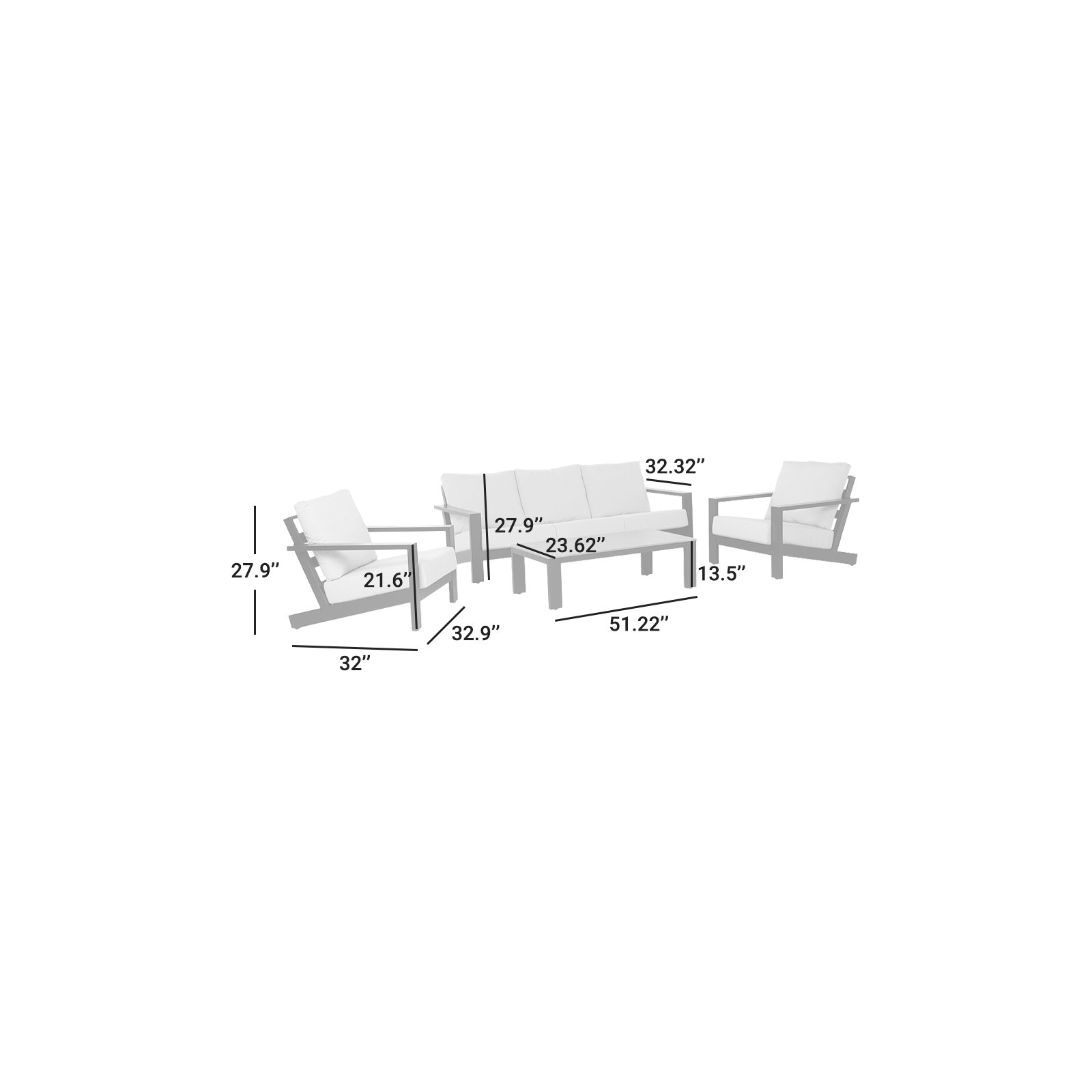 Perci Outdoor Aluminum Seating Group With Cushions