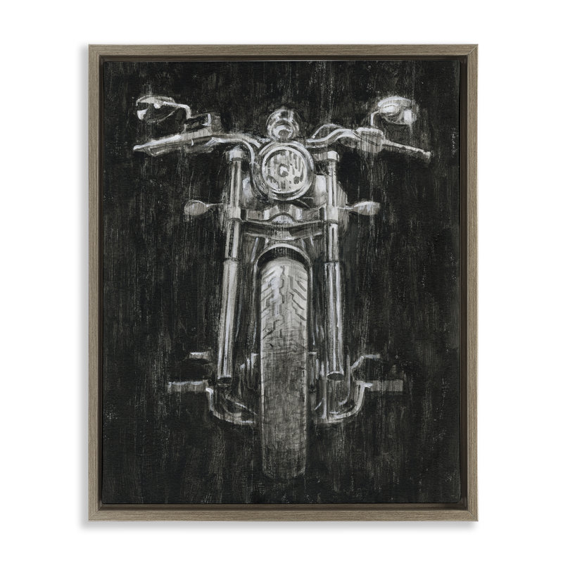 Art mural sur toile flottant foncé de moto rustique foncé, design par Ethan Harper, H 31 po x l 25 po