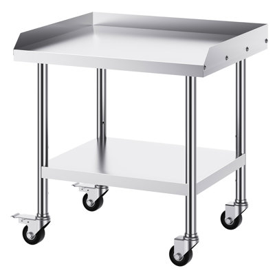 Table de travail commerciale en acier inoxydable de 24 po x 28 po x 30 po avec 4 roues et dosseret à 3 côtés pour la préparation des aliments au restaurant Home Hotel