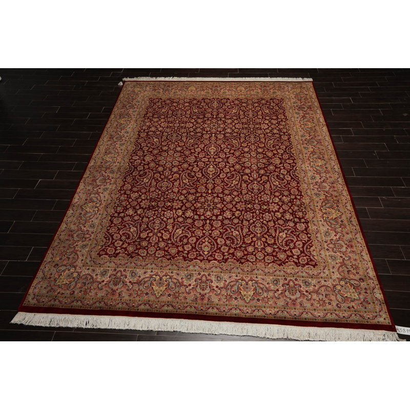 Hand-Knotted Red Wool Oriental Rug, 9' x 12'