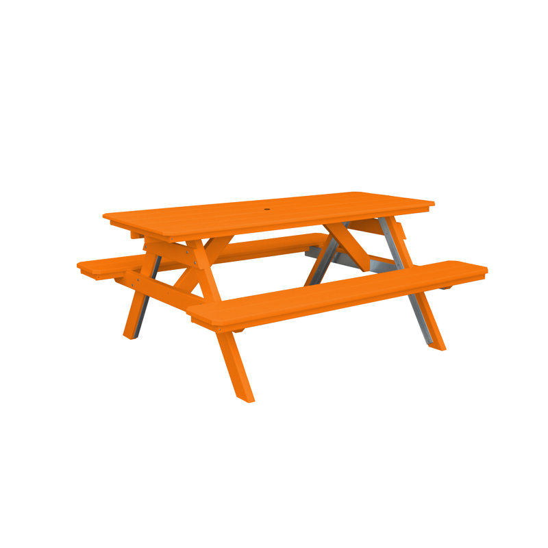 Table de pique-nique rectangulaire, L 70 po x L 60 po, Orange