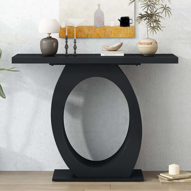 Console moderne avec base en forme d'œuf, table de couloir, Noir