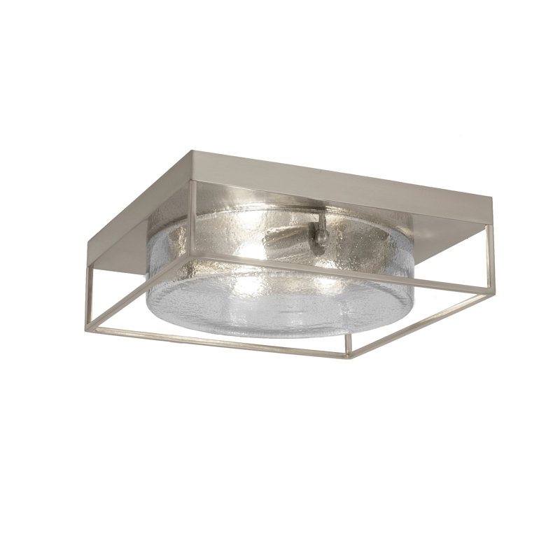 Antonino 16" Flush Mount, 3-Bulbs, Shown In Brushed Nickel Finish With Smoke Bubble Glass