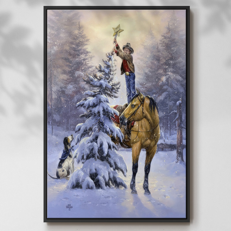 Toile tendue encadrée par l'artiste, Cadre flottant noir, H 41 po x l 27 po x P 1,5 po