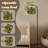  Arc Floor Lamp Green Gold Stained Glass Leaf Metallic Accents Tall Modern Standing Lamp LED Adjustable Linen Lampshade 3 Color Temperatures