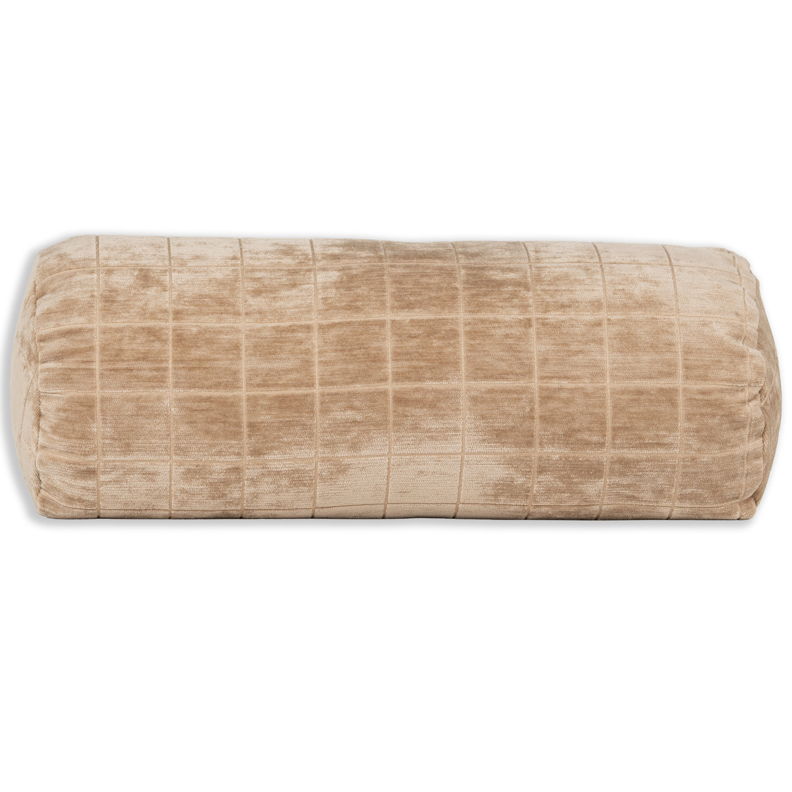 Otterville Velvet Grid Bolster Pillow, Beige Geometric, Bolster 8"H x 39"W