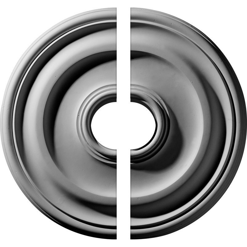 Endurathane Devon Ceiling Medallion, 15 3/4"OD x 3 1/2"ID x 1 1/2"P (Fits Canopies up to 3 5/8"), Two Piece, Factory Primed