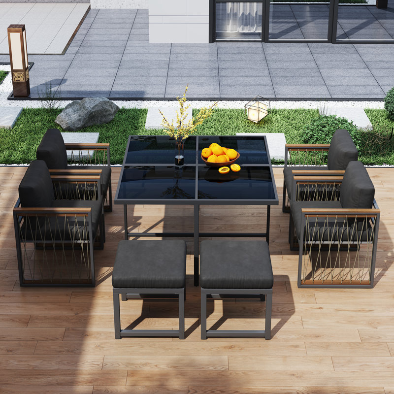 6 - Person Patio Dining Set with Square Table