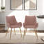 Chaise de salle à manger en tissu rose avec pieds dorés-708347238