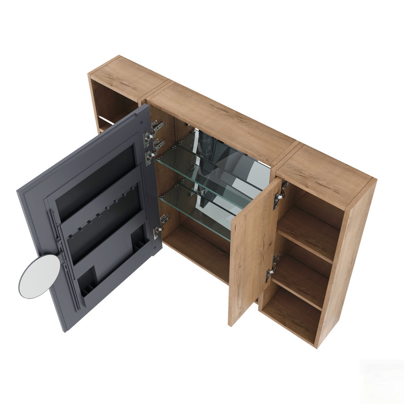 Wall Mounted Bathroom Mirror Cabinet With Adjustable Shelves And Spacious Storage, Ideal For Modern And Organized Bathrooms