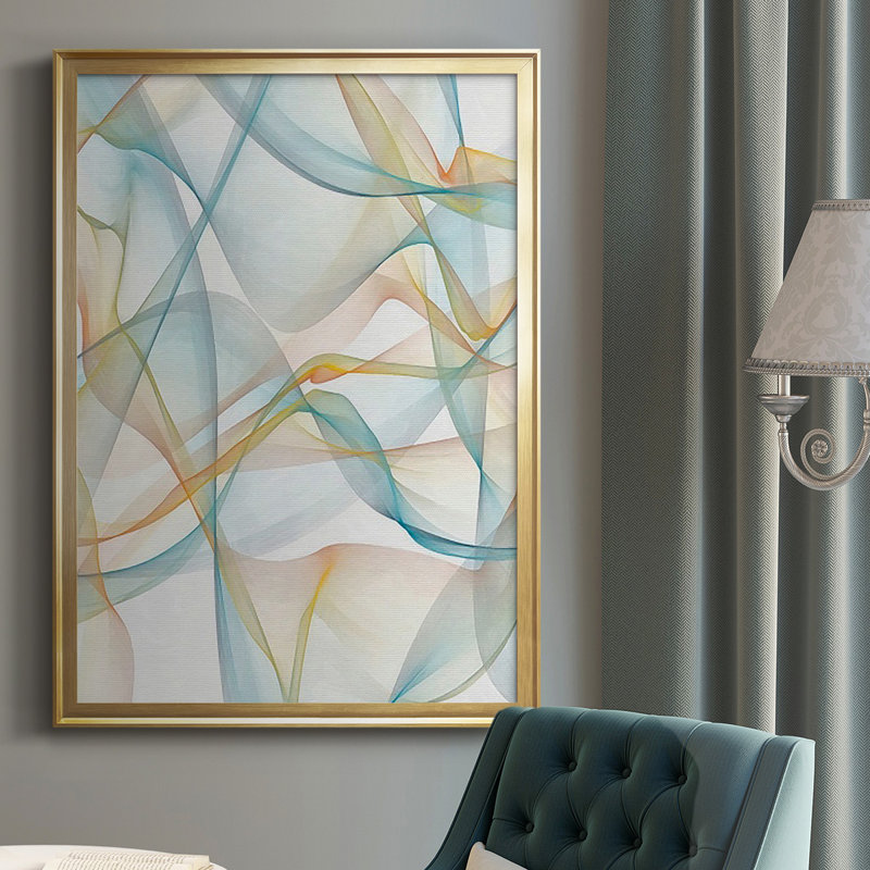 Destinay Curves and Waves IV - reproduction de cadre photo, H 24,5 po x l 18,5 po x P 1 po, Or