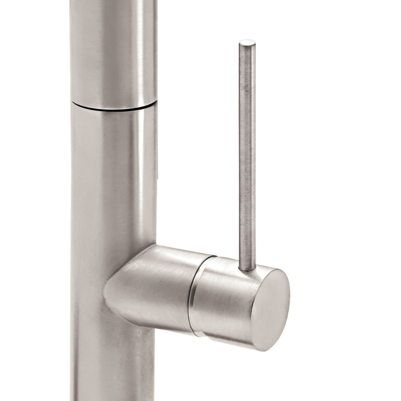Culinary Pull-Out Kitchen Faucet With Button Sprayer, Satin Nickel, Stick