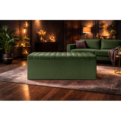 Royal Velvet Storage Ottoman Box with Hinged Lid | Lined Upholstered End of Bed Storage Bench | Soft  Close Storage Seat | Made in UK