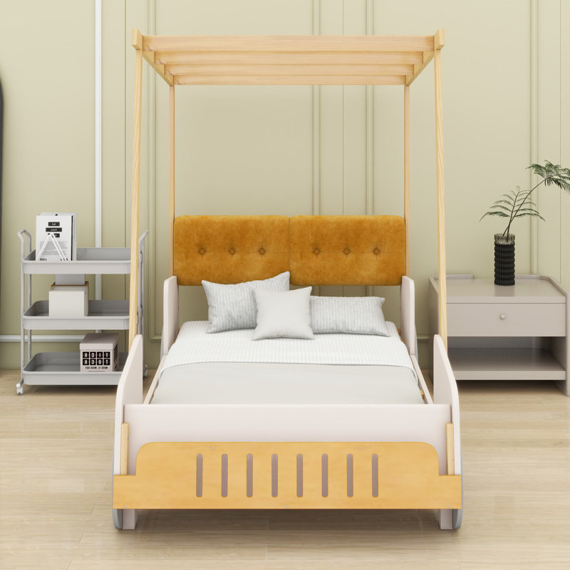 Car Bed With Pillow, Ceiling Cloth, Twin