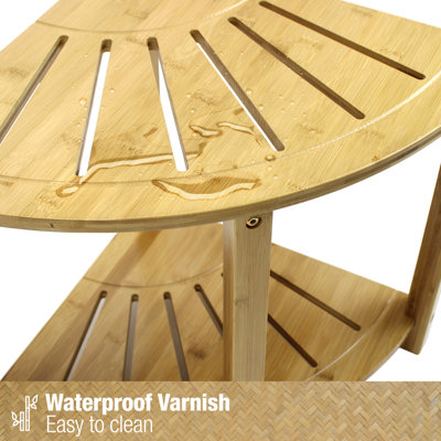 Banc de douche en bambou avec banc de rangement en bois