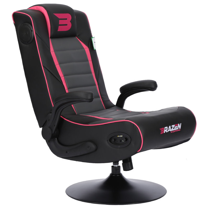 BraZen Serpent 2.1 Bluetooth Surround Sound Gaming Chair, Black/Pink