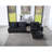 Memphis 122.5"W Black Velvet Reversible Sectional Sofa Ottoman with Storage Compartment, Drawer, USB ports, Charging Outlets
