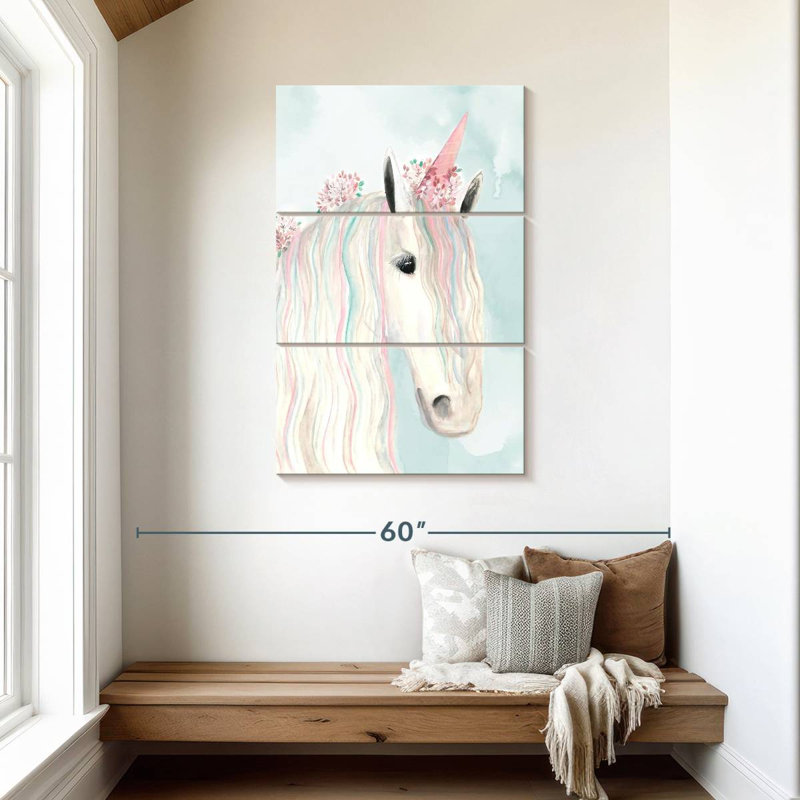 Ashelle, licorne, fleurs, H 45 po x l 28 po