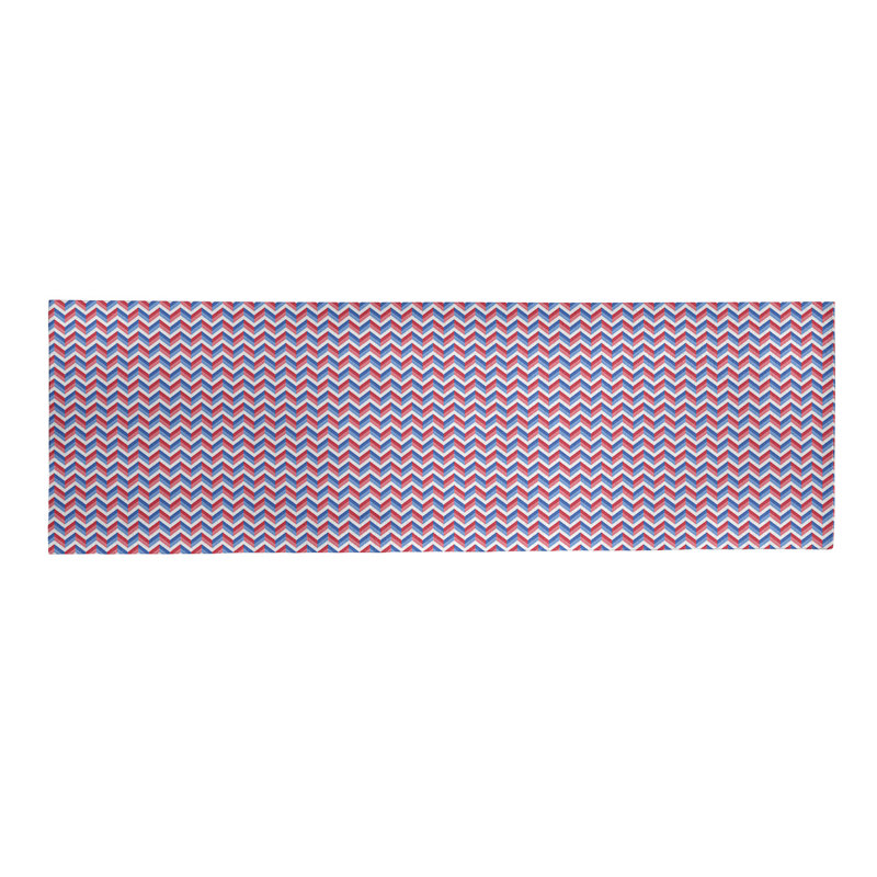 Tapis à chevrons bleu/rouge fait main, Tapis de couloir 2 pi x 8 pi