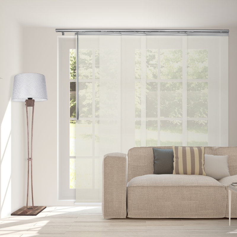 Rail extensible simple à 4 panneaux de 48 à 88 po de largeur, largeur de panneau de 23,5 po, L 88 po x L 94 po, Nickel satiné