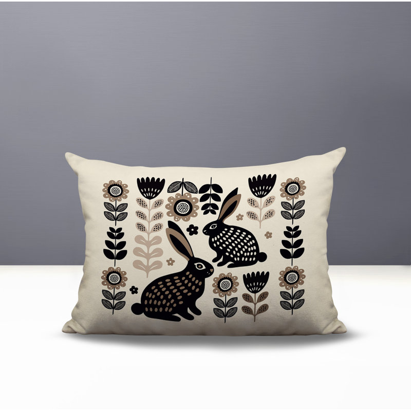Coussin lombaire réversible intérieur / extérieur Gario Rabbit, Beige, Rectangle H 14 po x l 20 po