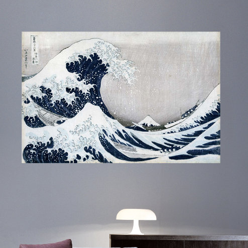 Adhésif décoratif Hokusai, la grande vague de Kanagawa (19e), H 47,5 po x l 72 po