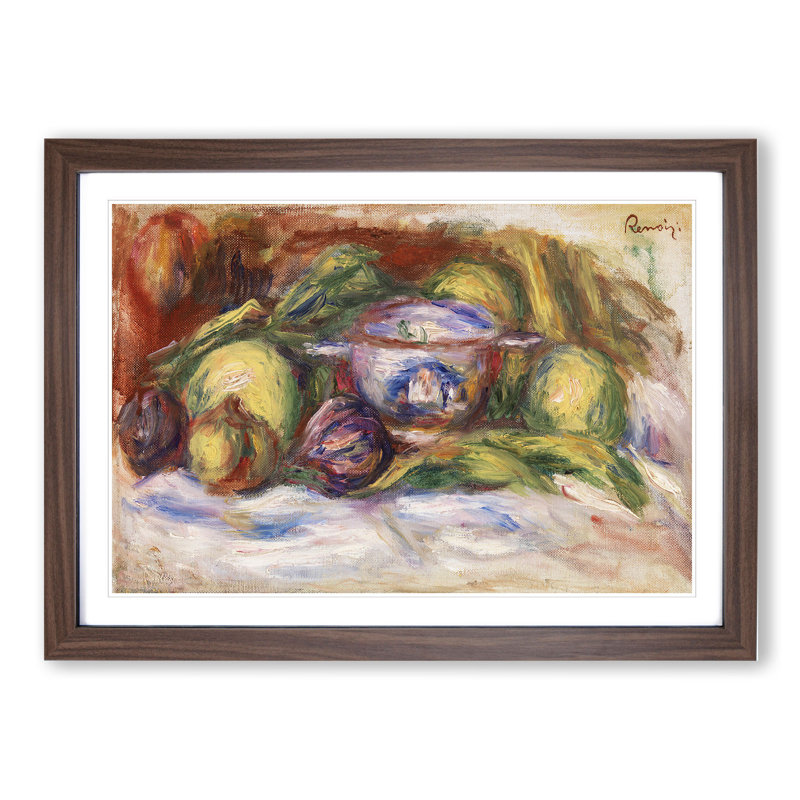 Figs and Apples by Pierre-Auguste Renoir - Picture Frame Painting, 36cm H x 48cm W x 2cm D, Walnut Framed