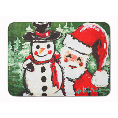 Tapis pour salle de bain à mousse mémoire amis bonhomme de neige et père noël