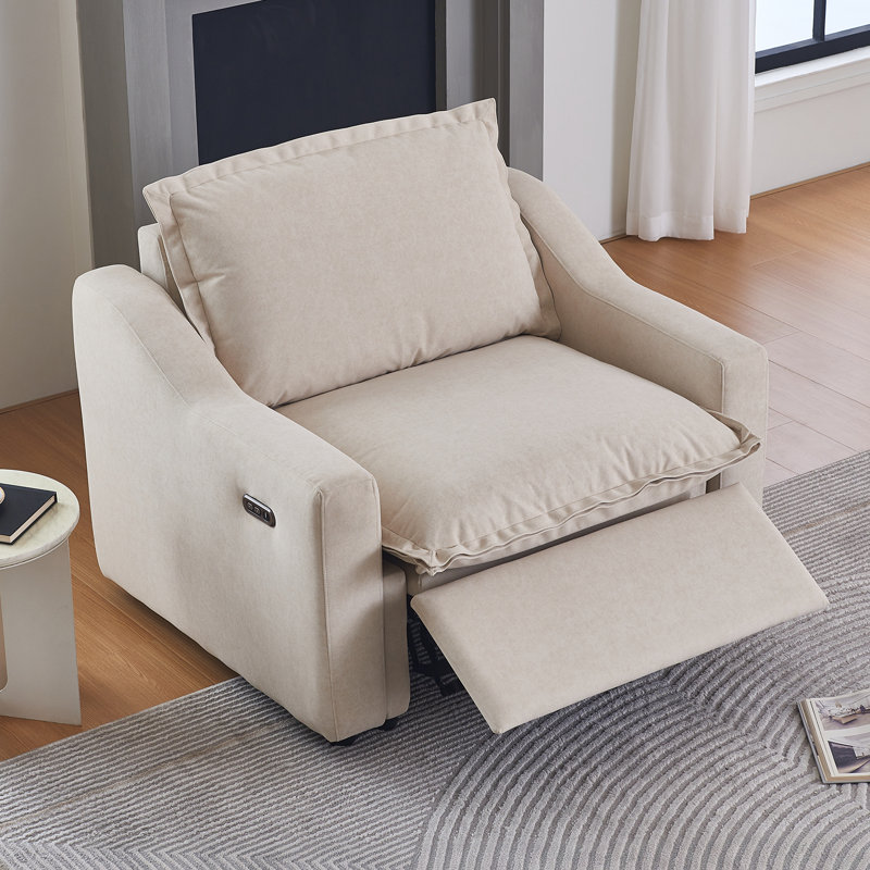 Fauteuil inclinable électrique sans gravité, canapé inclinable Cloud avec ports USB et Type-C - beige, Beige Fabric, Beige