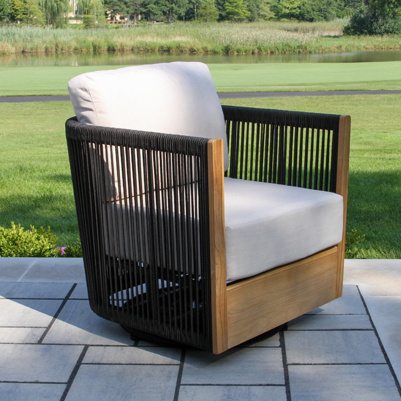 Aniston Teak Swivel Patio Chair with Sunbrella® Cushions, Black