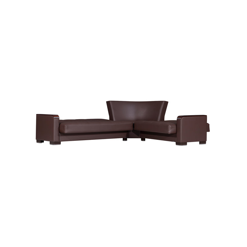 Nadler X Faux Leather 224” Convertible Sectional Sofa Bed with Storage – Firm Support L-Shaped Sleeper Sectional for Small Spaces