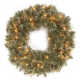  24 in. Glittery Bristle Pine Wreath with LED Lights