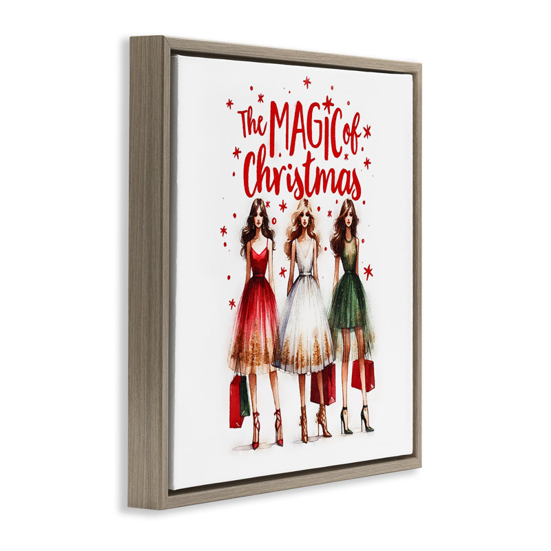 Art mural sur toile Glam Magic Of Christmas par Amanda Greenwood, H 18 po x l 18 po, Cadre flottant orme Montalcino