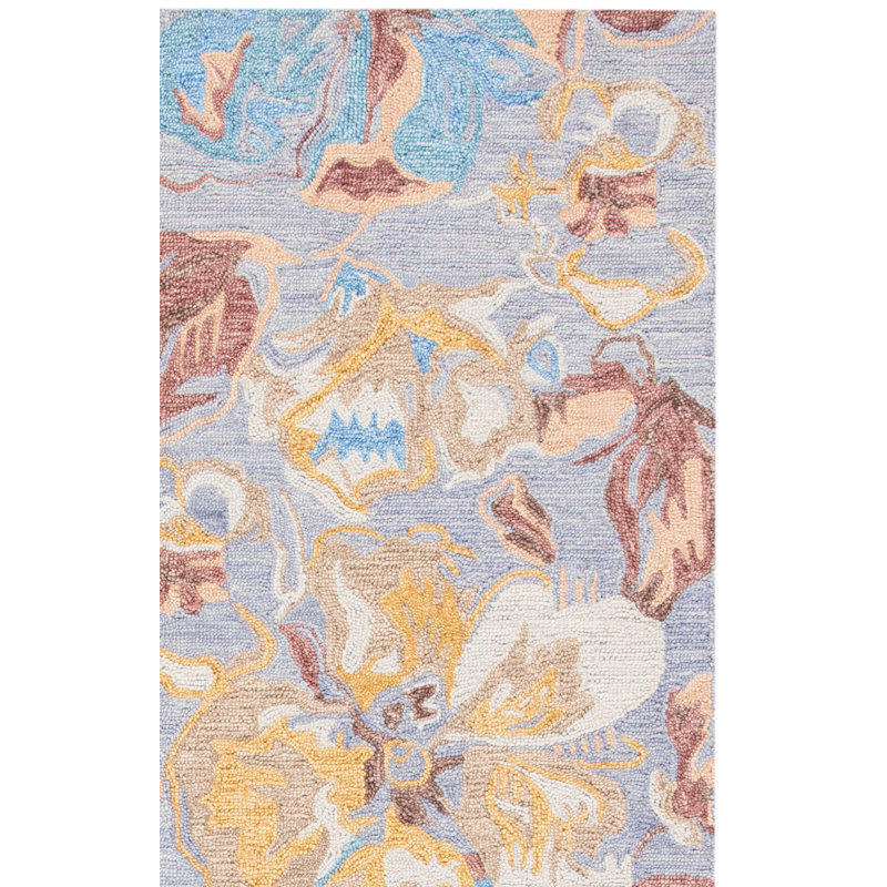 Tapis floral en laine et coton touffeté à la main Metro, Rectangle 6 pi x 9 pi