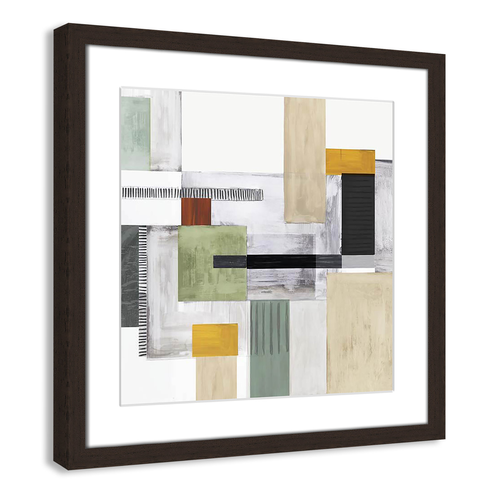 Playful Blocks Print, 17" H x 17" W x 0.75" D, Walnut Box Framed