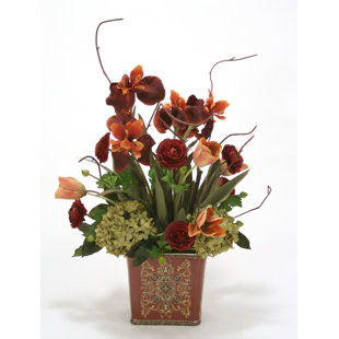 Polysilk Mixed Assortment Arrangement in Planter