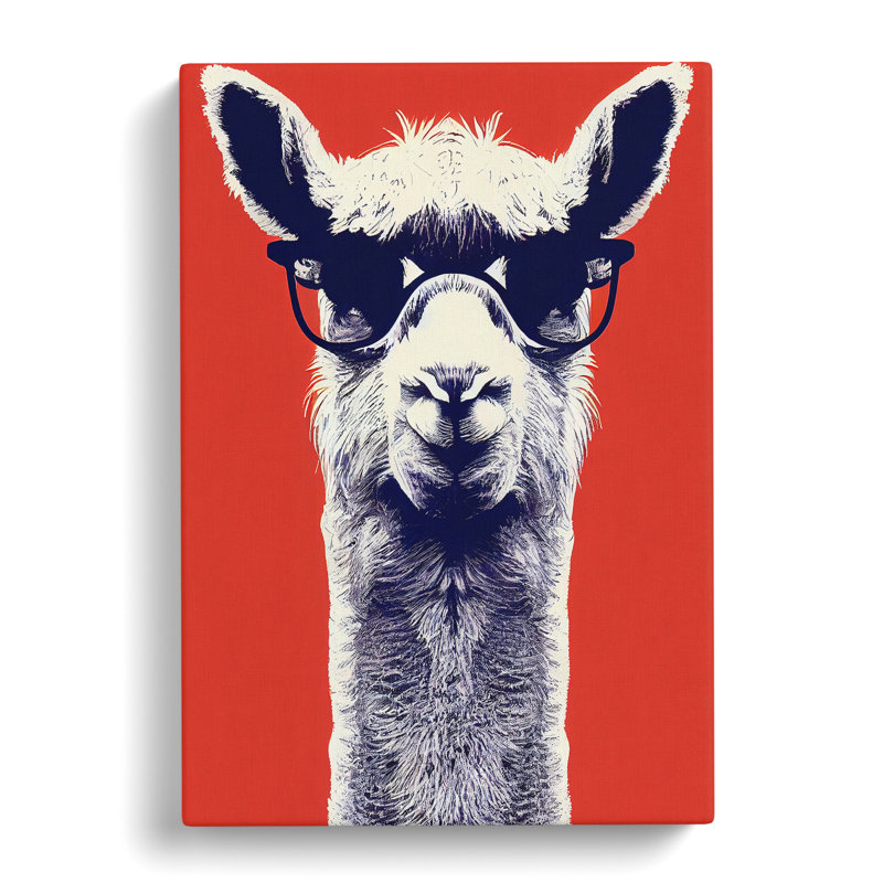 Llama With Glasses - Wrapped Canvas, 50cm H x 35cm W x 3cm D
