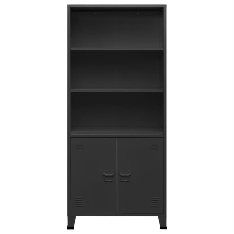Bibliothèque avec bibliothèque et 3 tablettes décoratives avec présentoir en acier, Anthracite
