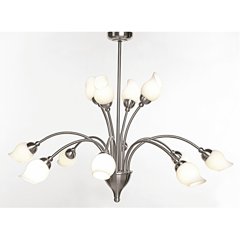 Kissinger 12 - Light Shaded Chandelier, Satin Chrome